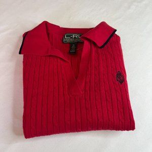 Ralph Lauren - L-RL Lauren Active Red Cable Knit Golf Top – Medium